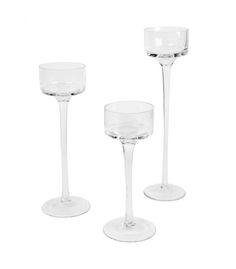 Lot de 3 bougeoirs en verre sur pied "élégance"