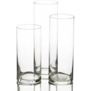 Lot de 3 vases tube en verre