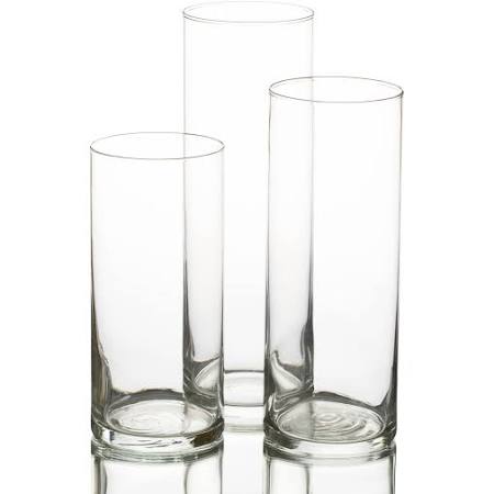 Lot de 3 vases tube en verre