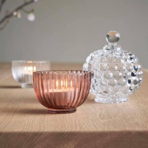 Photophore rose en verre